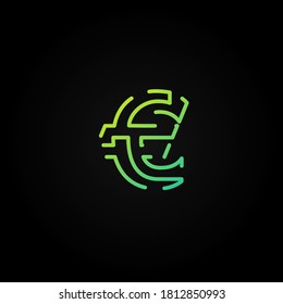 Carácter de tipo de letra de trazo discontinuo verde de un conjunto de fuentes, ilustración vectorial