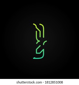 Carácter de tipo de letra de trazo discontinuo verde de un conjunto de fuentes, ilustración vectorial