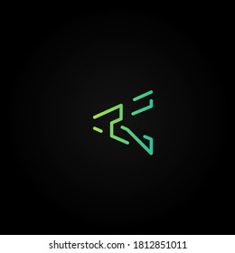 Green dashed stroke font character from a fontset, vector illustration