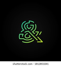 Green dashed stroke font character from a fontset, vector illustration