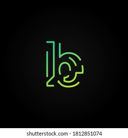 Carácter de tipo de letra de trazo discontinuo verde de un conjunto de fuentes, ilustración vectorial