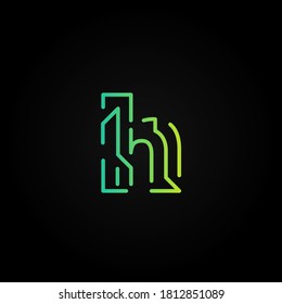 Green dashed stroke font character from a fontset, vector illustration