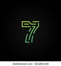 Green dashed stroke font character from a fontset, vector illustration