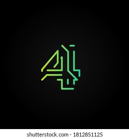 Carácter de tipo de letra de trazo discontinuo verde de un conjunto de fuentes, ilustración vectorial