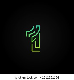 Carácter de tipo de letra de trazo discontinuo verde de un conjunto de fuentes, ilustración vectorial