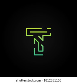 Carácter de tipo de letra de trazo discontinuo verde de un conjunto de fuentes, ilustración vectorial