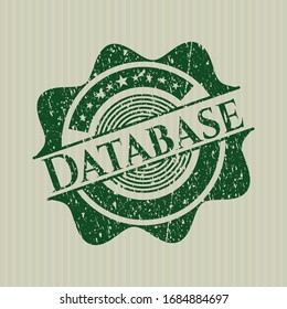 Grüne Datenbank bedrückt Kautschukfarbstoff Textur Stempel