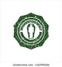 Green dead man in his coffin icon inside distress rubber grunge stamp