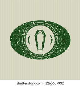 Green dead man in his coffin icon inside distress rubber stamp
