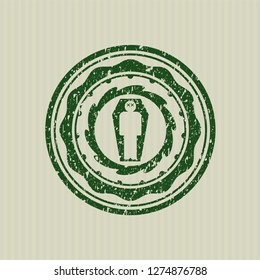Green dead man in his coffin icon inside distress grunge seal
