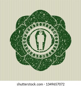 Green dead man in his coffin icon inside distress rubber grunge stamp