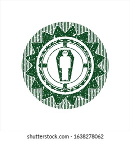 Green dead man in his coffin icon inside distressed grunge stamp