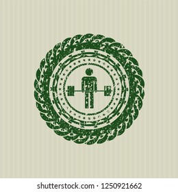 Green deadlift icon inside distress rubber texture