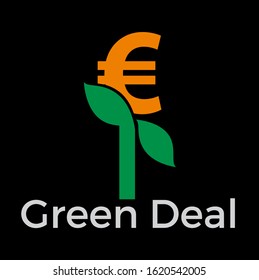 Green deal. Conceptual illustration with flowers and euro sign