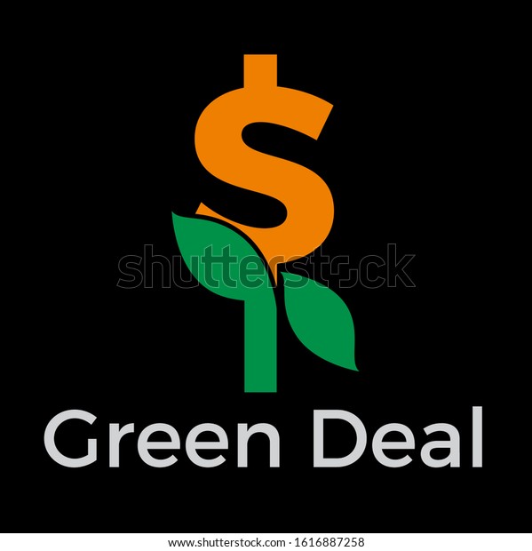 Green deal. Conceptual illustration with flowers and\
dollar sign