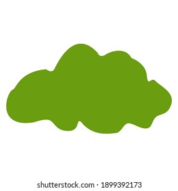 Green deciduous tree or bush isolated. Shrub sculpture. Graphic element. Simple doodle cartoon style. Nature and ecology. Park, forest or garden. Environmental issues. Post cards and posters