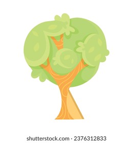 Green Deciduous Tree with Crown and Trunk as Park Flora Vector Illustration