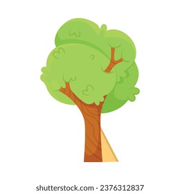 Green Deciduous Tree with Crown and Trunk as Park Flora Vector Illustration