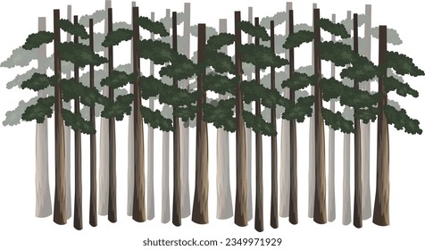 Green Deciduous Trees with Exuberant Tree Crown Vector Set