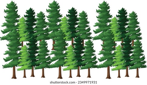 Green Deciduous Trees with Exuberant Tree Crown Vector Set