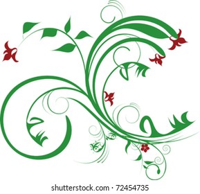 green decoration with red flowers