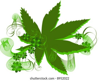 green decorative background on white