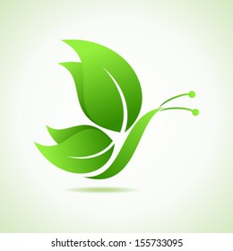 Green decorative butterfly-vector illustration  