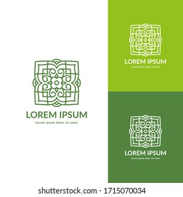 Grünes dekoratives Emblem. Elegante, klassische Vektorillustration. Kann für Schmuck-, Beauty- und Modebranche verwendet werden. Ideal für Logo, Monogramm, Einladung, Flyer, Menü, Broschüre, Hintergrund oder jede gewünschte Idee.