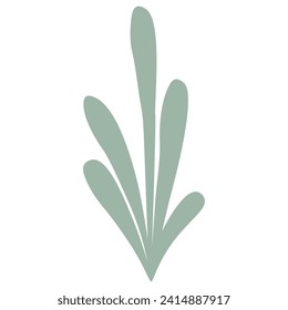 Green decorative leaf plant. Flat vector doodle illustration.