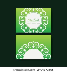 Green decorative logo and business card template