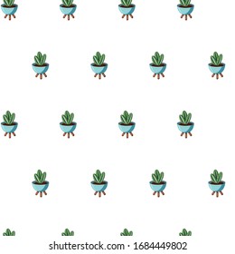 Planta decorativa verde de tejas repetidas sin fisuras. Cactus de palmas suculenta flor seca. Impresión estilizada para tejidos, tejidos, envolturas. Ilustración del vector