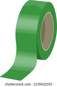 Green decorative scotch tape, illustration, vector on a white background.