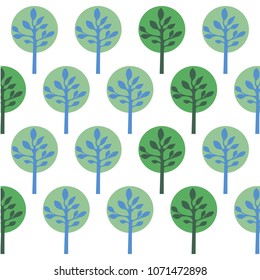 Green decorative trees seamless pattern.  Forest vector illustration. Design for textile, wallpaper, fabric.
