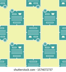 Green Decree, paper, parchment, scroll icon icon isolated seamless pattern on yellow background.  Vector Illustration