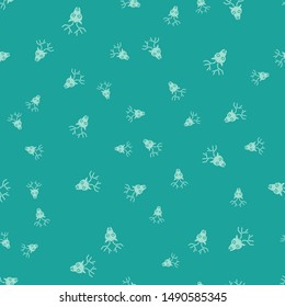 Green Deer head with antlers icon isolated seamless pattern on green background.  Vector Illustration