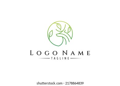 Green Deer Line Art Logo Design