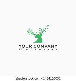 Green deer logo design concept