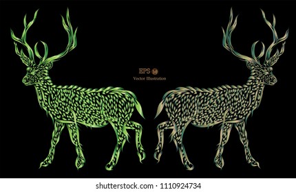 green deer in modern style. Ideal for Merry Christmas,Vector illustration EPS10