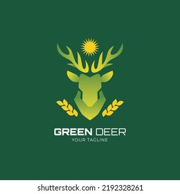 Green deer and sun gradient logo