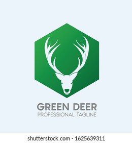 green deer vector logo design template
