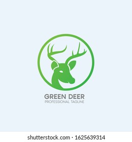 green deer vector logo design template