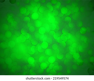 Green Defocused Light, Flickering Lights, Vector abstract festive background with bokeh defocused lights. 