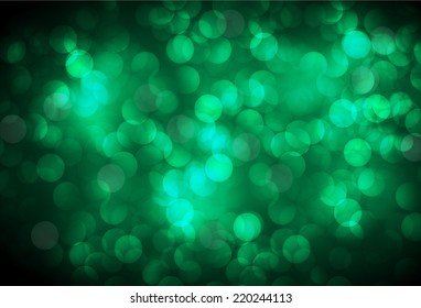 green Defocused Light, Flickering Lights, Vector abstract festive background with bokeh defocused lights. 