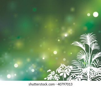 Green defocused natural background, vector layered.