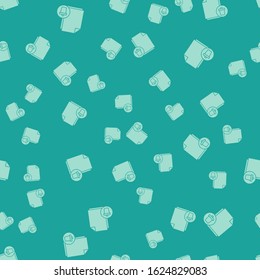 Green Delete file document icon isolated seamless pattern on green background. Paper sheet with recycle bin sign. Rejected document. Cross on paper.  Vector Illustration