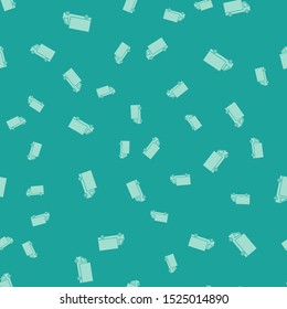 Green Delivery cargo truck vehicle icon isolated seamless pattern on green background.  Vector Illustration