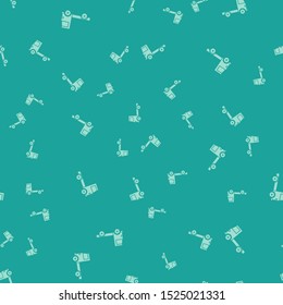 Green Delivery cargo truck vehicle icon isolated seamless pattern on green background.  Vector Illustration