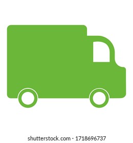 Green delivery truck icon isolated on white background