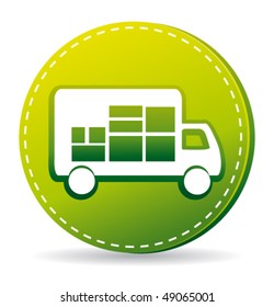Green delivery truck icon. Vector illustration.
