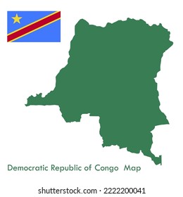 Green Democratic Republic of the Congo Map Vector With National Flag